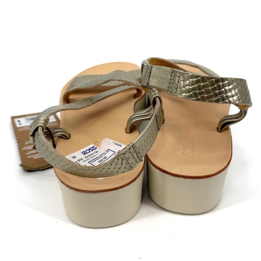 NWT OluKai Onohi Strappy Bubbly Gold Metallic Leather Platform Wedge‎ Sandals W6 - Picture 8 of 10